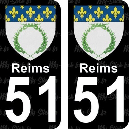 Blason Reims - Stickers plaque immatriculation 51