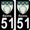 Blason Reims - Stickers plaque immatriculation 51