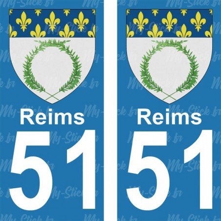 Blason Reims - Stickers plaque immatriculation 51