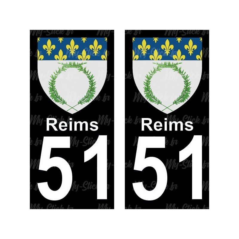 Blason Reims - Stickers plaque immatriculation 51