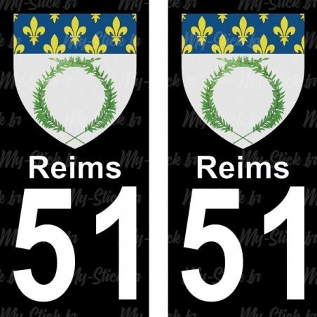 Blason Reims - Stickers plaque immatriculation 51