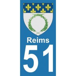 Blason Reims - Stickers plaque immatriculation 51