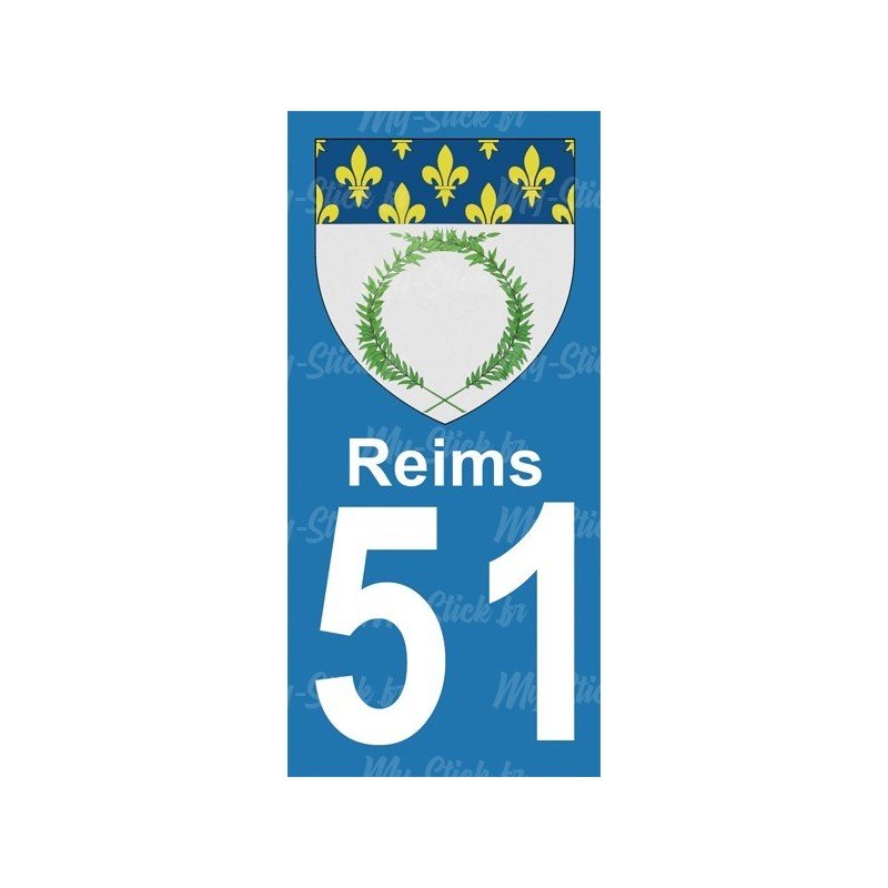 Blason Reims - Stickers plaque immatriculation 51