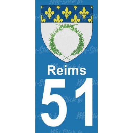 Blason Reims - Stickers plaque immatriculation 51