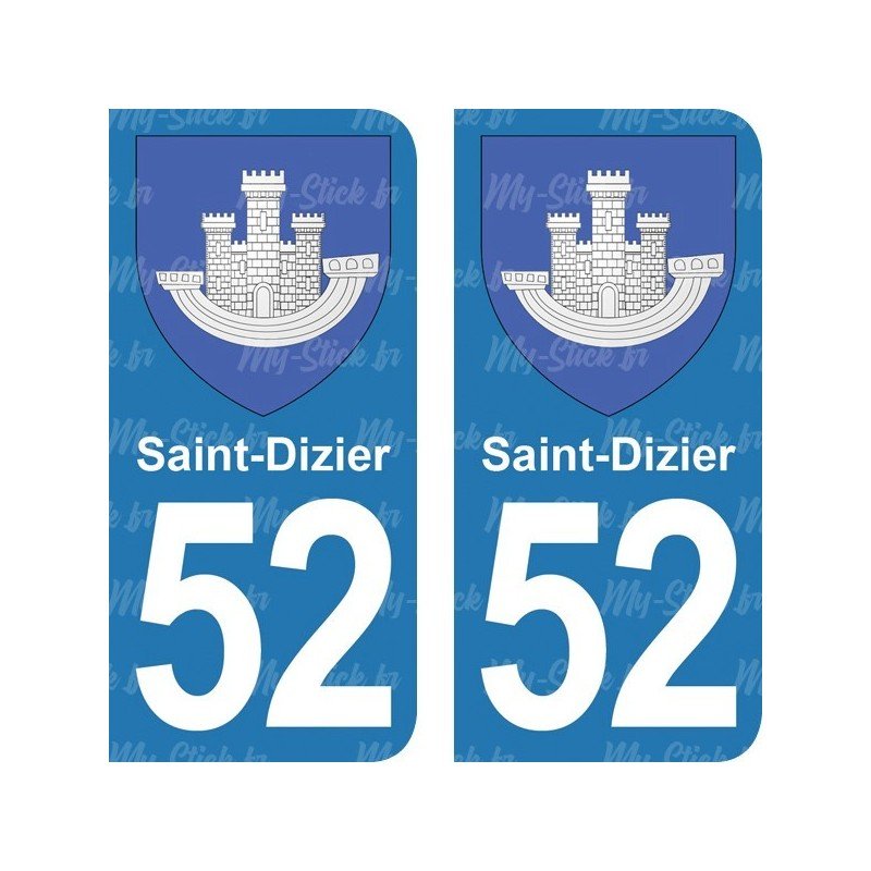 Blason Saint-Dizier - Stickers plaque immatriculation 52