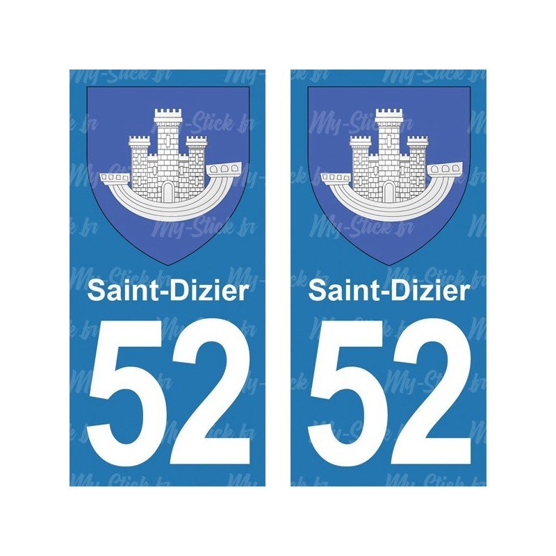 Blason Saint-Dizier - Stickers plaque immatriculation 52