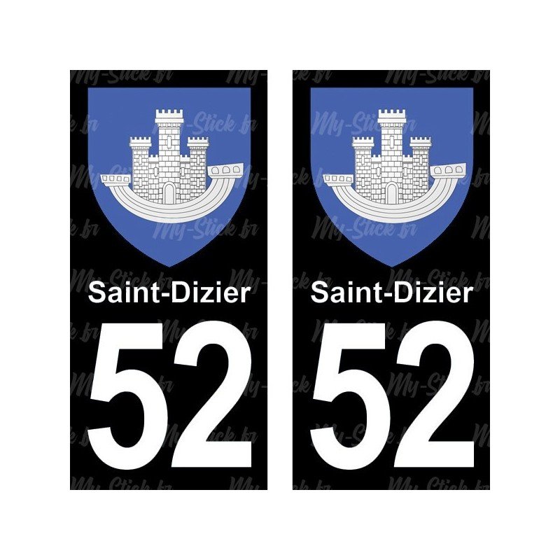 Blason Saint-Dizier - Stickers plaque immatriculation 52