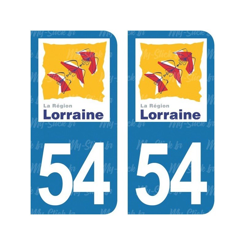 Stickers plaque immatriculation 54 Lorraine