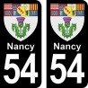 Blason Nancy - Stickers plaque immatriculation 54