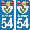 Blason Nancy - Stickers plaque immatriculation 54