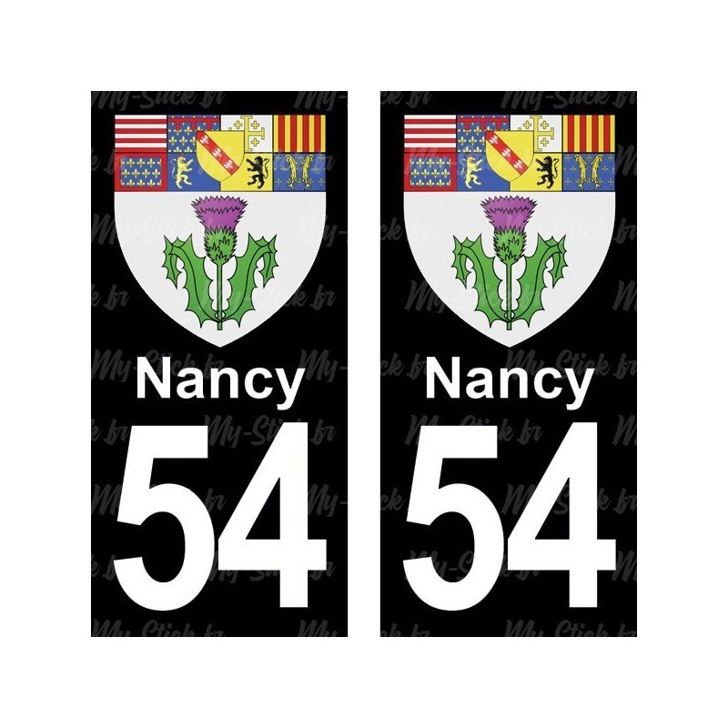 Blason Nancy - Stickers plaque immatriculation 54