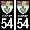 Blason Nancy - Stickers plaque immatriculation 54