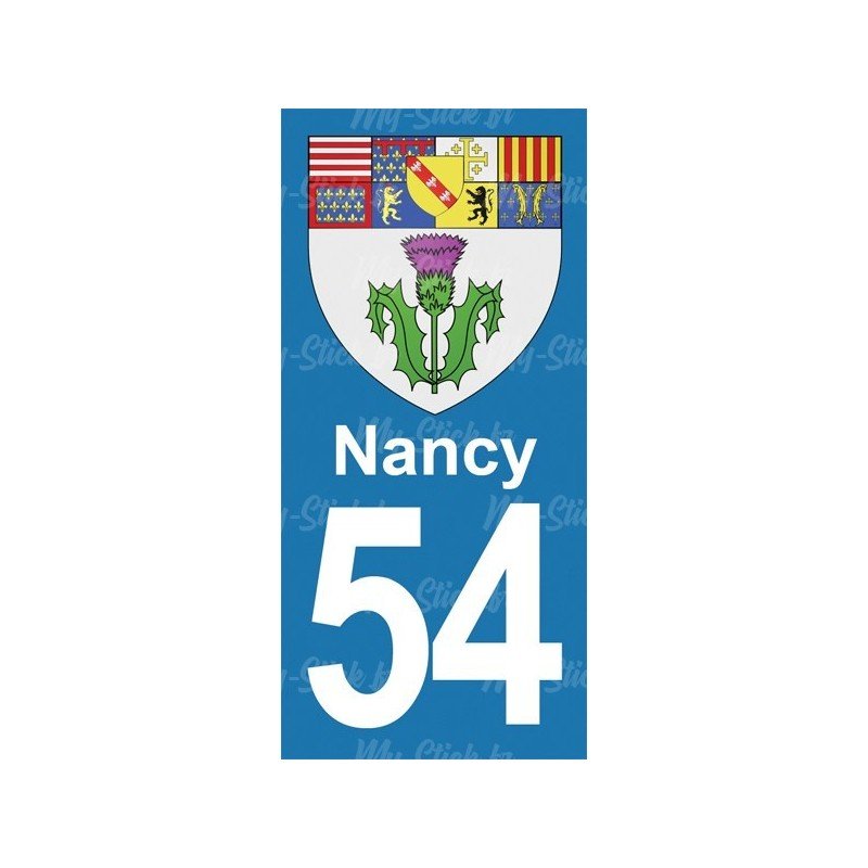 Blason Nancy - Stickers plaque immatriculation 54