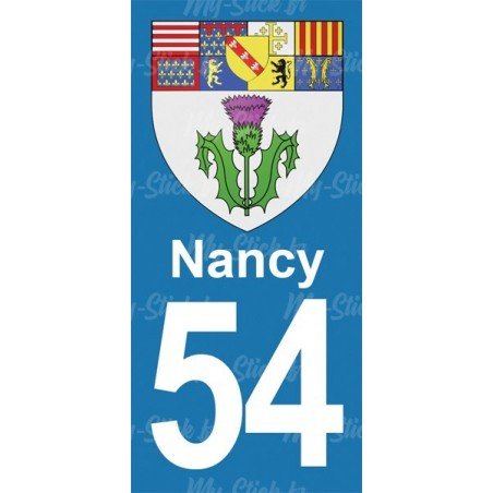 Blason Nancy - Stickers plaque immatriculation 54