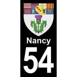 Blason Nancy - Stickers plaque immatriculation 54