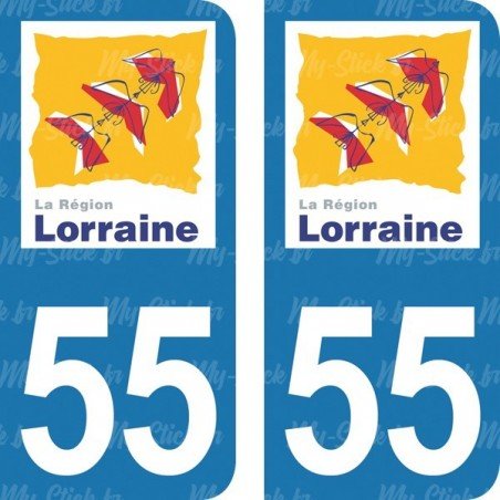 Stickers plaque immatriculation 55 Lorraine