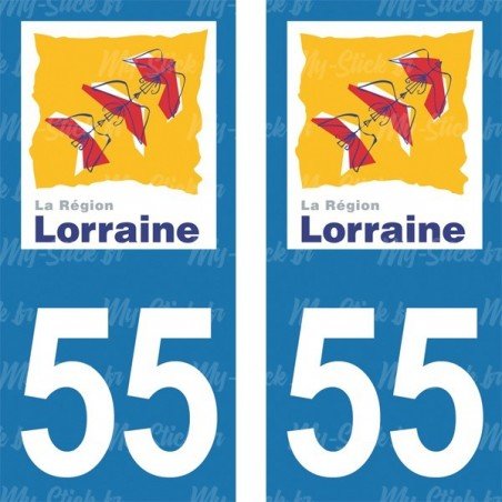 Stickers plaque immatriculation 55 Lorraine