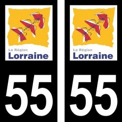 Stickers plaque immatriculation 55 Lorraine