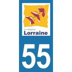 Stickers plaque immatriculation 55 Lorraine