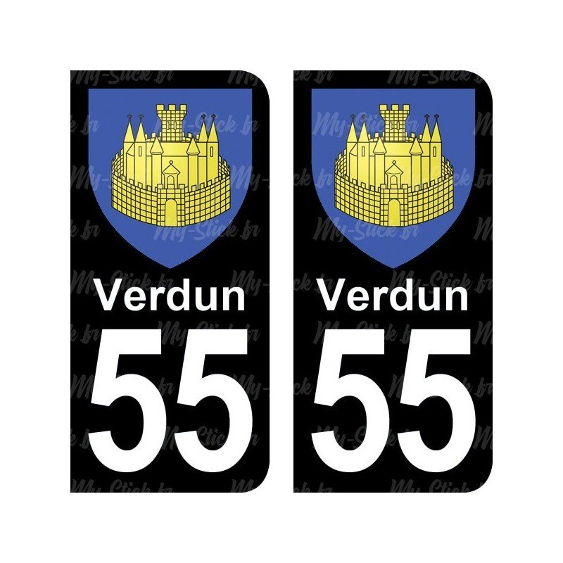 Blason Verdun - Stickers plaque immatriculation 55