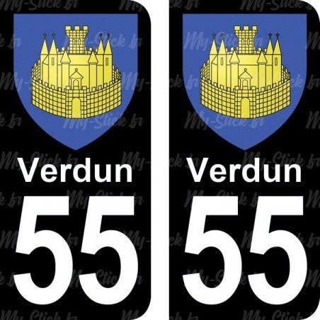 Blason Verdun - Stickers plaque immatriculation 55