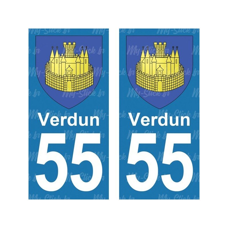 Blason Verdun - Stickers plaque immatriculation 55