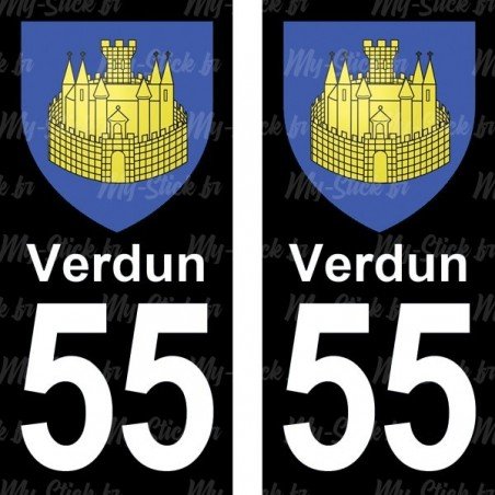 Blason Verdun - Stickers plaque immatriculation 55