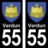 Blason Verdun - Stickers plaque immatriculation 55