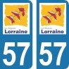 Stickers plaque immatriculation 57 Lorraine