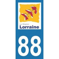 Stickers plaque immatriculation 88 Lorraine