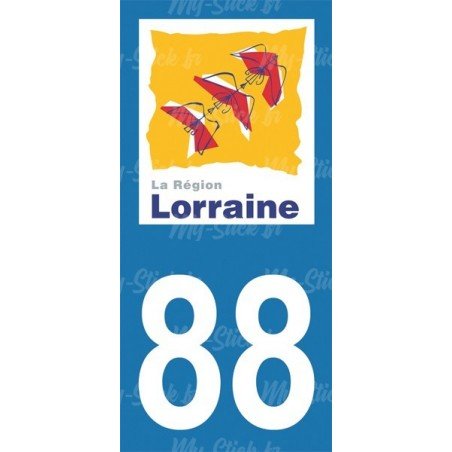 Stickers plaque immatriculation 88 Lorraine