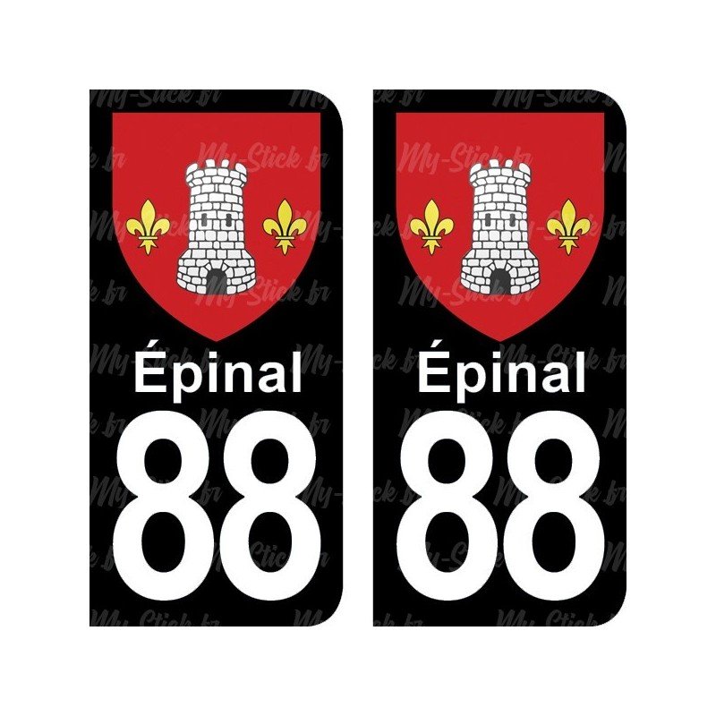 Blason Épinal - Stickers plaque immatriculation 88