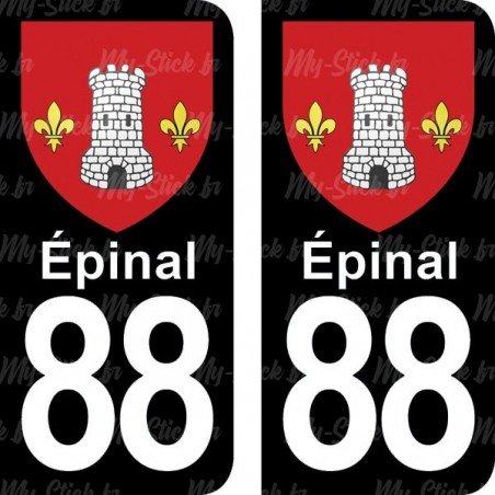 Blason Épinal - Stickers plaque immatriculation 88