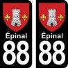 Blason Épinal - Stickers plaque immatriculation 88