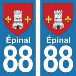 Blason Épinal - Stickers plaque immatriculation 88