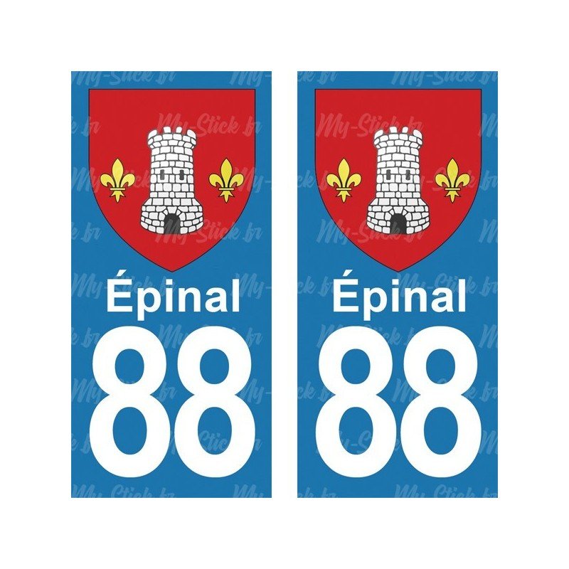 Blason Épinal - Stickers plaque immatriculation 88