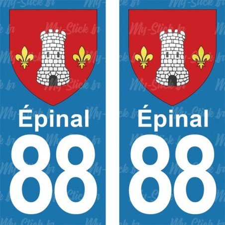 Blason Épinal - Stickers plaque immatriculation 88