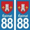 Blason Épinal - Stickers plaque immatriculation 88