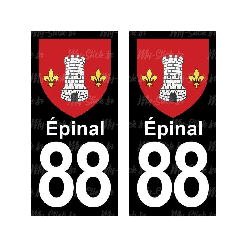 Blason Épinal - Stickers plaque immatriculation 88