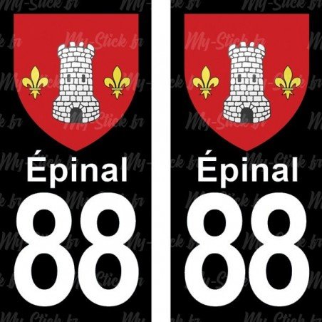 Blason Épinal - Stickers plaque immatriculation 88