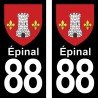 Blason Épinal - Stickers plaque immatriculation 88