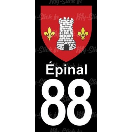 Blason Épinal - Stickers plaque immatriculation 88