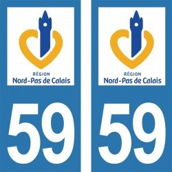 Stickers plaque immatriculation 59 Nord