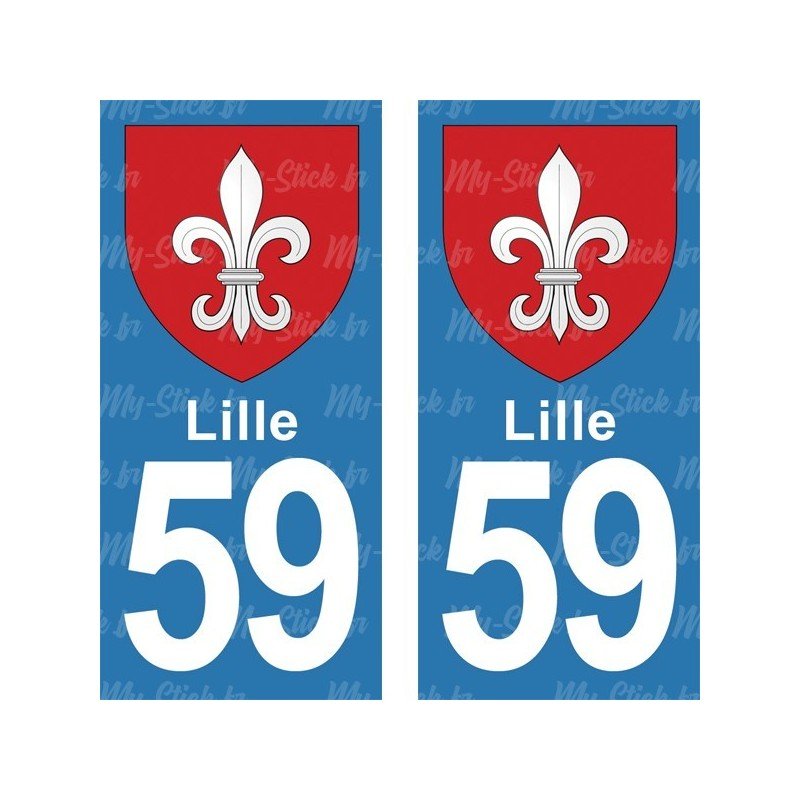 Blason Lille - Stickers plaque immatriculation 59