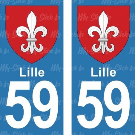 Blason Lille - Stickers plaque immatriculation 59