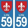 Blason Lille - Stickers plaque immatriculation 59