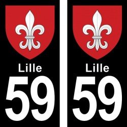 Blason Lille - Stickers plaque immatriculation 59