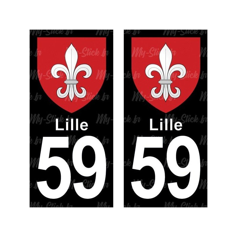 Blason Lille - Stickers plaque immatriculation 59