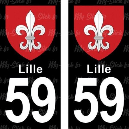 Blason Lille - Stickers plaque immatriculation 59