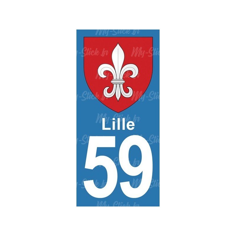 Blason Lille - Stickers plaque immatriculation 59